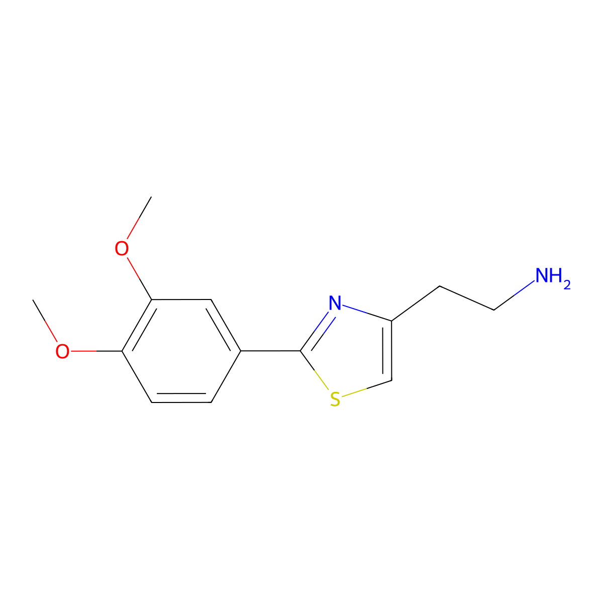 4-Thiazoleethanamine, 2-(3,4-dimethoxyphenyl)- molecular structure, CAS 857997-96-7