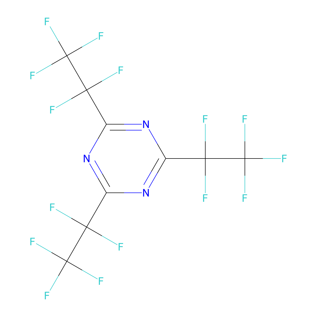 2,4,6-Tris(pentafluoroethyl)-1,3,5-triazine molecular structure, CAS 858-46-8