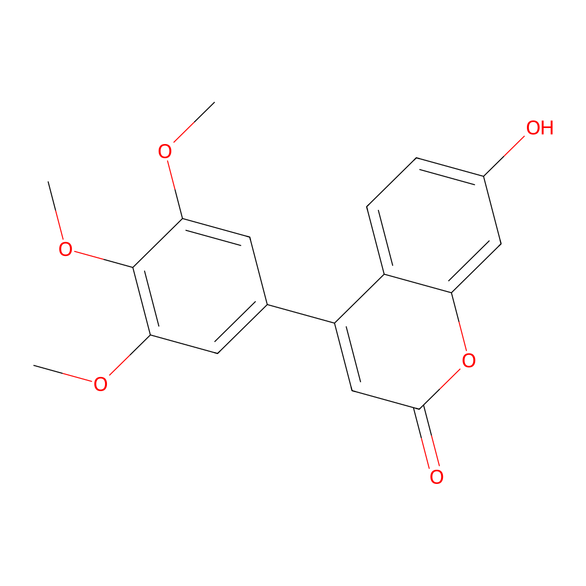 2H-1-Benzopyran-2-one, 7-hydroxy-4-(3,4,5-trimethoxyphenyl)- molecular structure, CAS 858002-39-8