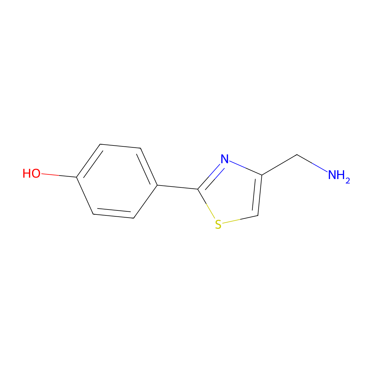 4-(4-(Aminomethyl)thiazol-2-yl)phenol molecular structure, CAS 858009-29-7