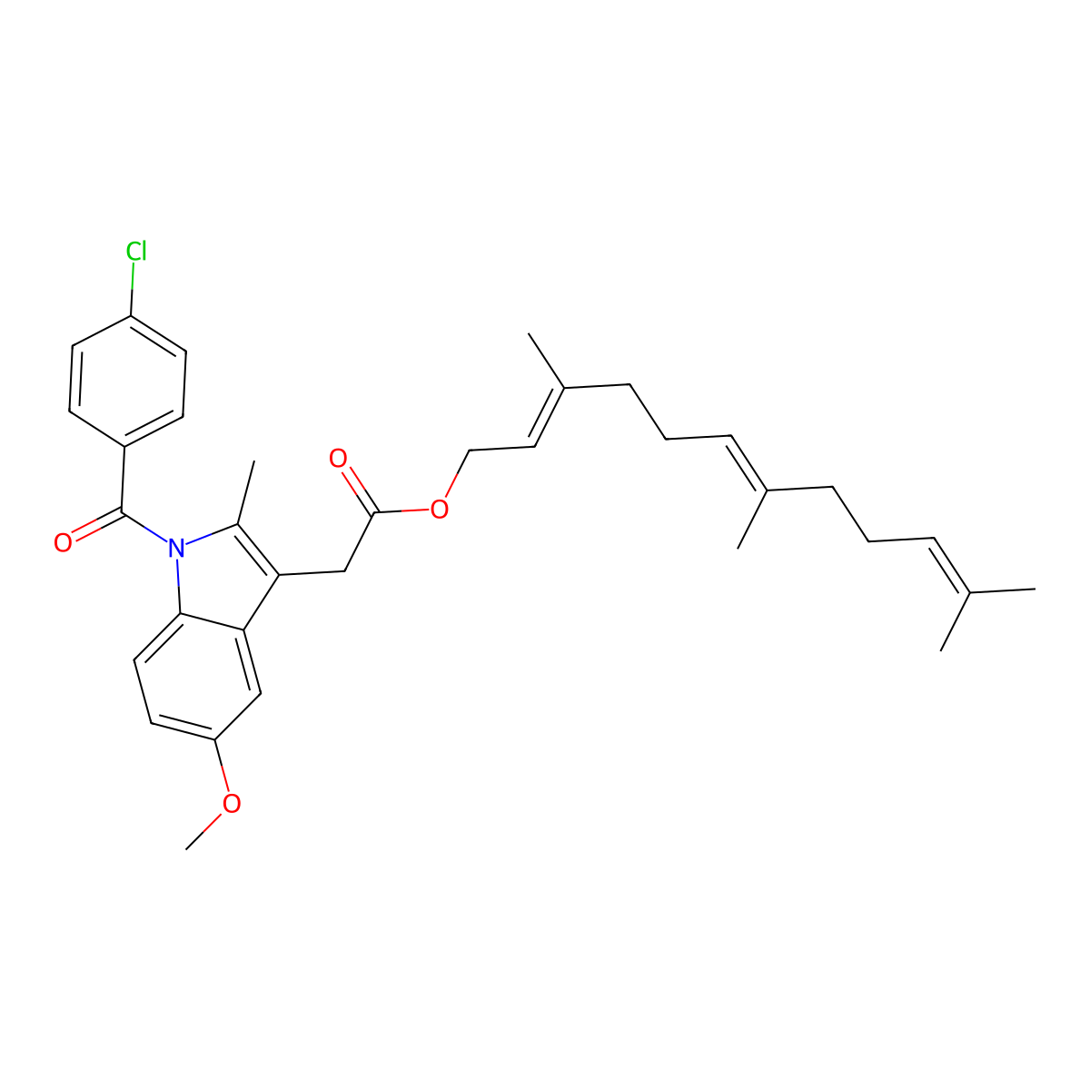 Indomethacin farnesil molecular structure, CAS 85801-02-1