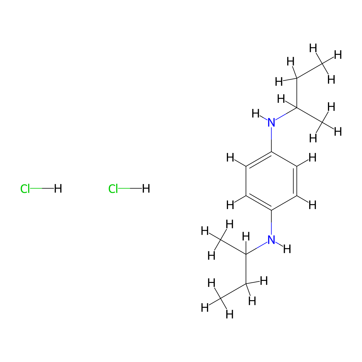 N,N'-di-sec-butylbenzene-1,4-diamine dihydrochloride molecular structure, CAS 858012-59-6