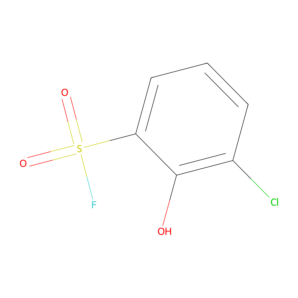 3-Chloro-2-hydroxybenzene-1-sulfonyl fluoride molecular structure, CAS 858013-38-4