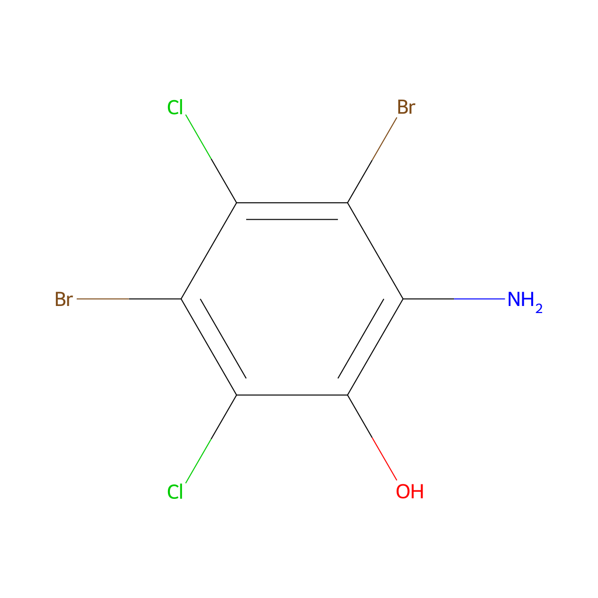 2-Amino-3,5-dibromo-4,6-dichlorophenol molecular structure, CAS 858013-88-4