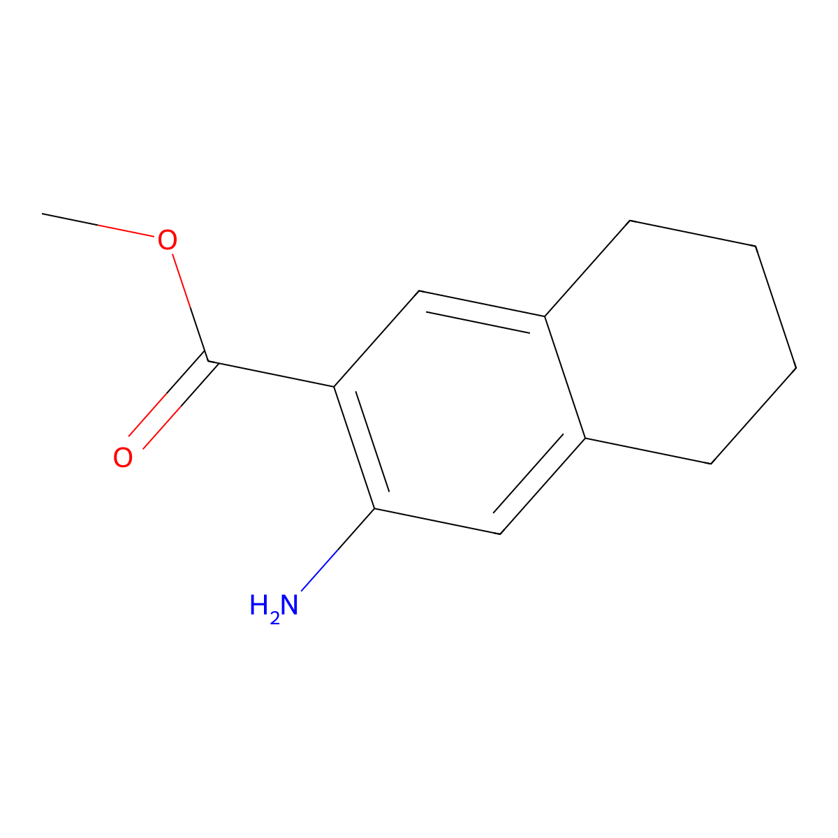 Methyl 3-amino-5,6,7,8-tetrahydronaphthalene-2-carboxylate molecular structure, CAS 858022-64-7