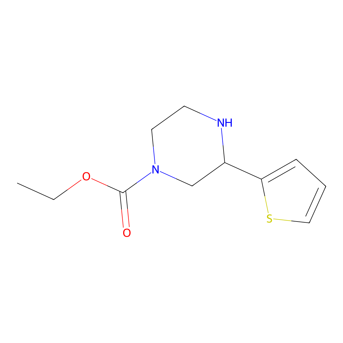 Ethyl 3-(thiophen-2-yl)piperazine-1-carboxylate molecular structure, CAS 85803-50-5