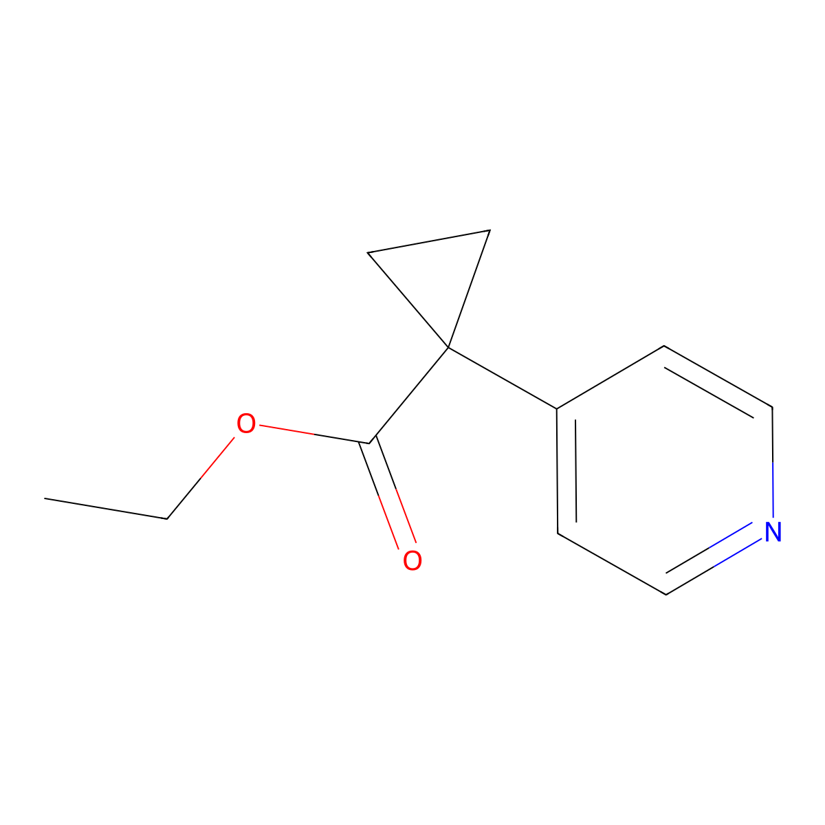 Ethyl 1-(pyridin-4-yl)cyclopropane-1-carboxylate molecular structure, CAS 858035-95-7