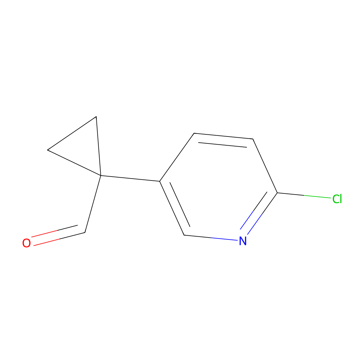 1-(6-Chloropyridin-3-yl)cyclopropane-1-carbaldehyde molecular structure, CAS 858036-01-8