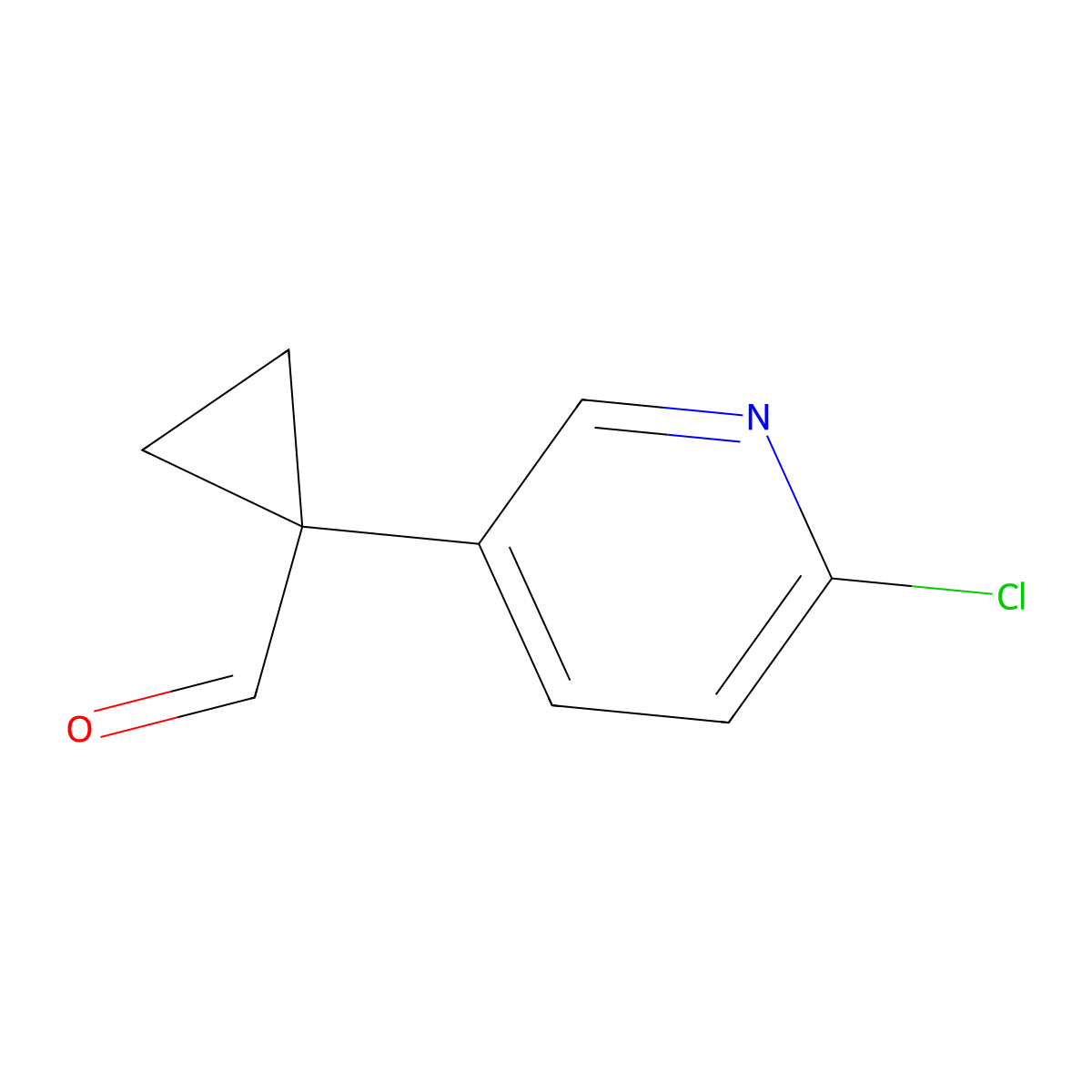 1-(6-Chloropyridin-3-yl)cyclopropane-1-carbaldehyde molecular structure, CAS 858036-01-8