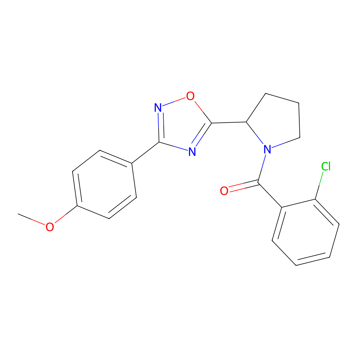 5-[1-(2-Chlorobenzoyl)pyrrolidin-2-yl]-3-(4-methoxyphenyl)-1,2,4-oxadiazole molecular structure, CAS 858092-37-2