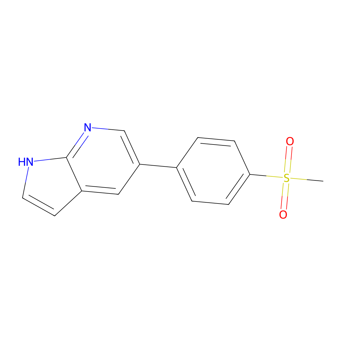 1H-Pyrrolo[2,3-b]pyridine, 5-[4-(methylsulfonyl)phenyl]- molecular structure, CAS 858117-29-0