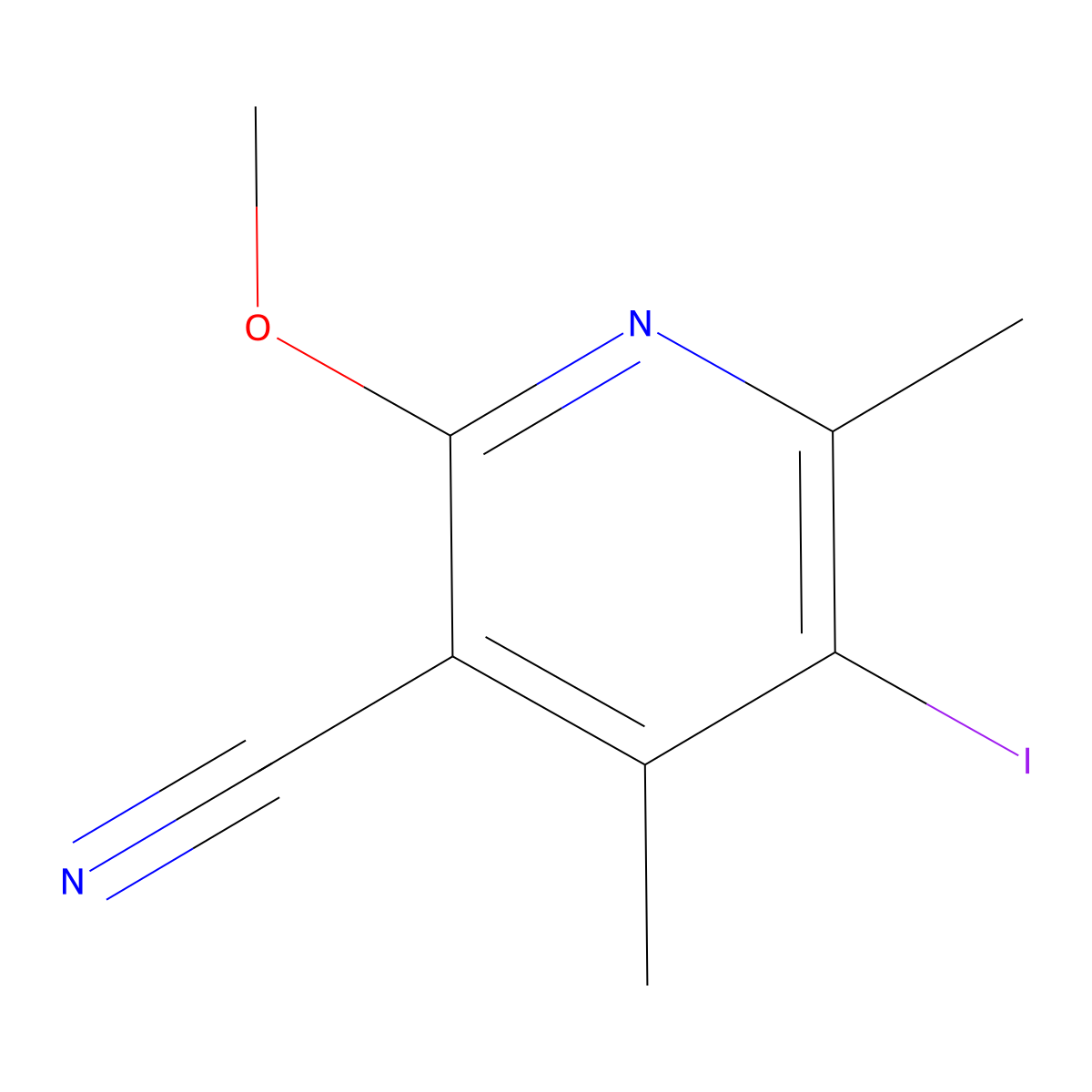 5-Iodo-2-methoxy-4,6-dimethylpyridine-3-carbonitrile molecular structure, CAS 858120-02-2