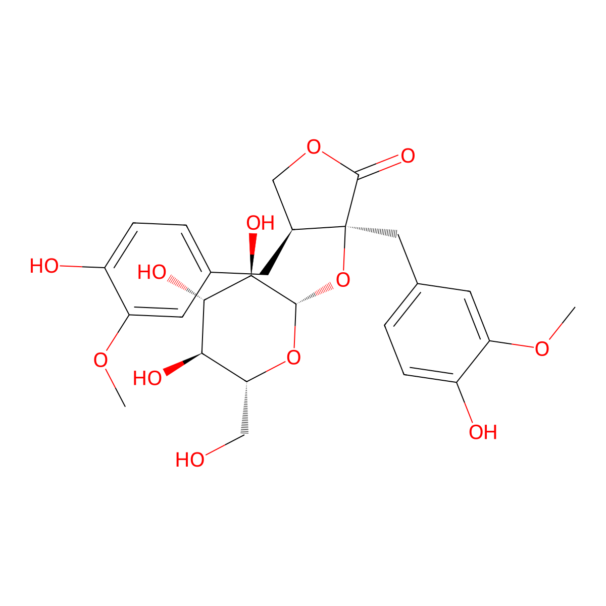 Nortrachelogenin-8'-O-beta-glucoside molecular structure, CAS 858127-38-5