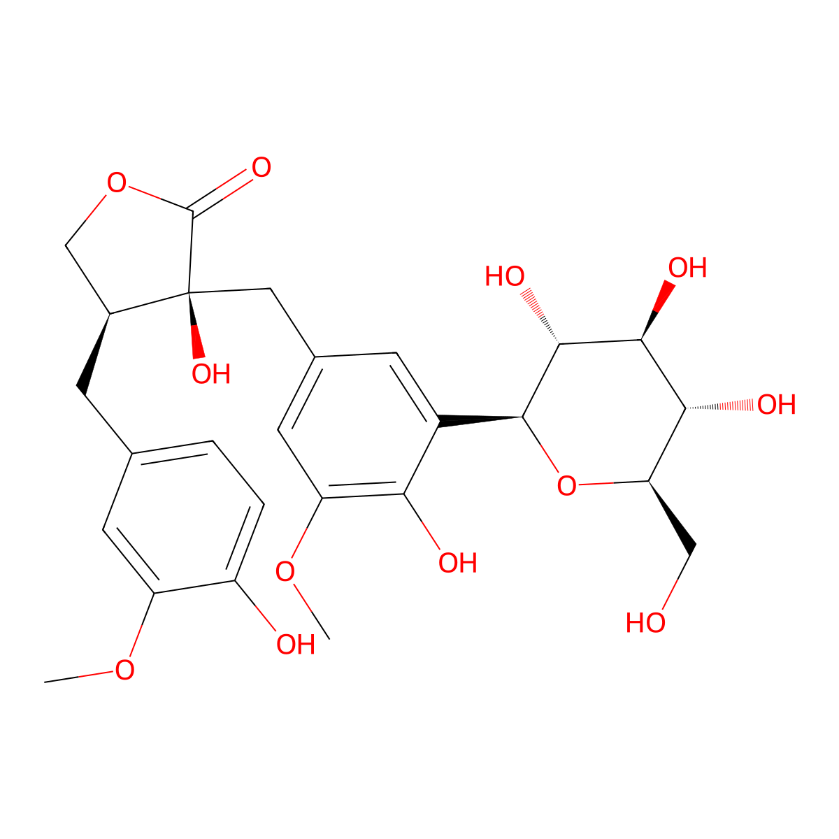 Nortrachelogenin-5'-C-beta-glucoside molecular structure, CAS 858127-39-6