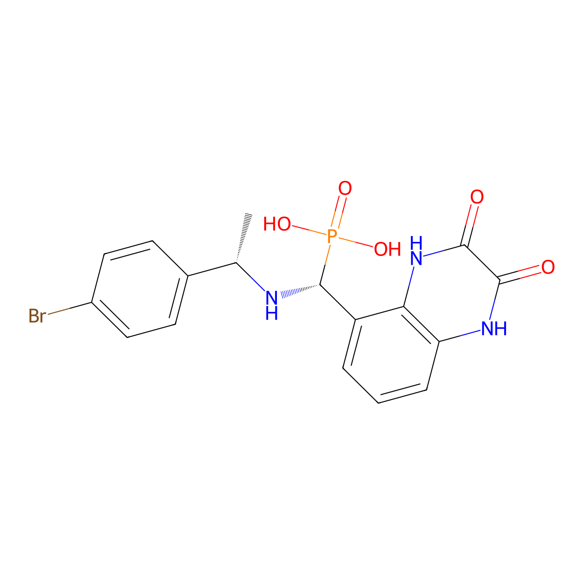 5-(alpha-Methyl-4-bromobenzylamino)phosphonomethyl-1,4-dihydroquinoxaline-2,3-dione molecular structure, CAS 858131-65-4