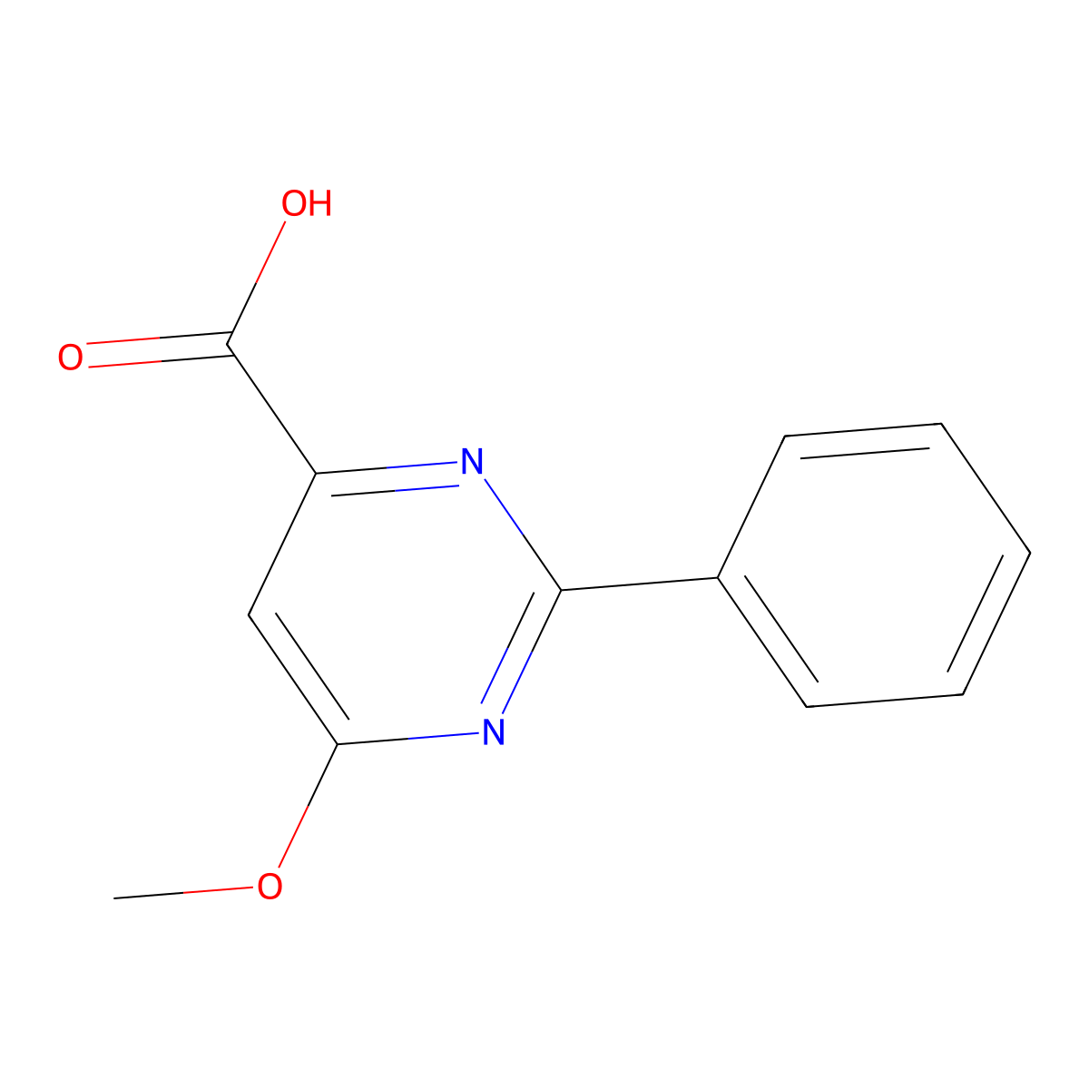 6-Methoxy-2-phenylpyrimidine-4-carboxylic acid molecular structure, CAS 85815-04-9