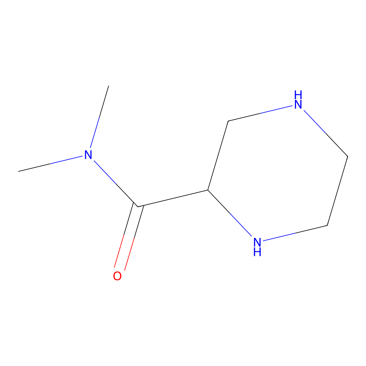 N,N-dimethylpiperazine-2-carboxamide molecular structure, CAS 85817-21-6