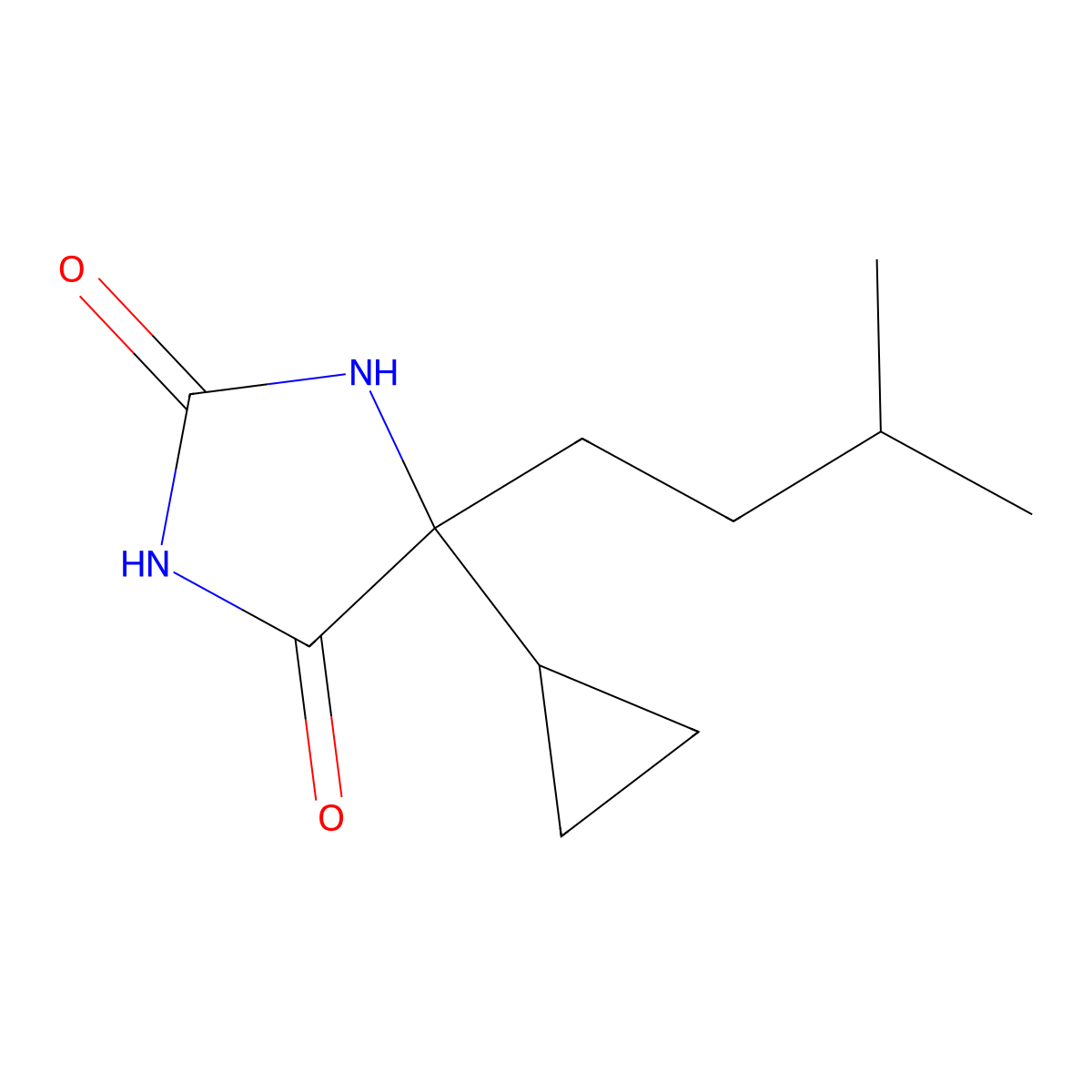 5-Cyclopropyl-5-(3-methylbutyl)imidazolidine-2,4-dione molecular structure, CAS 858204-96-3
