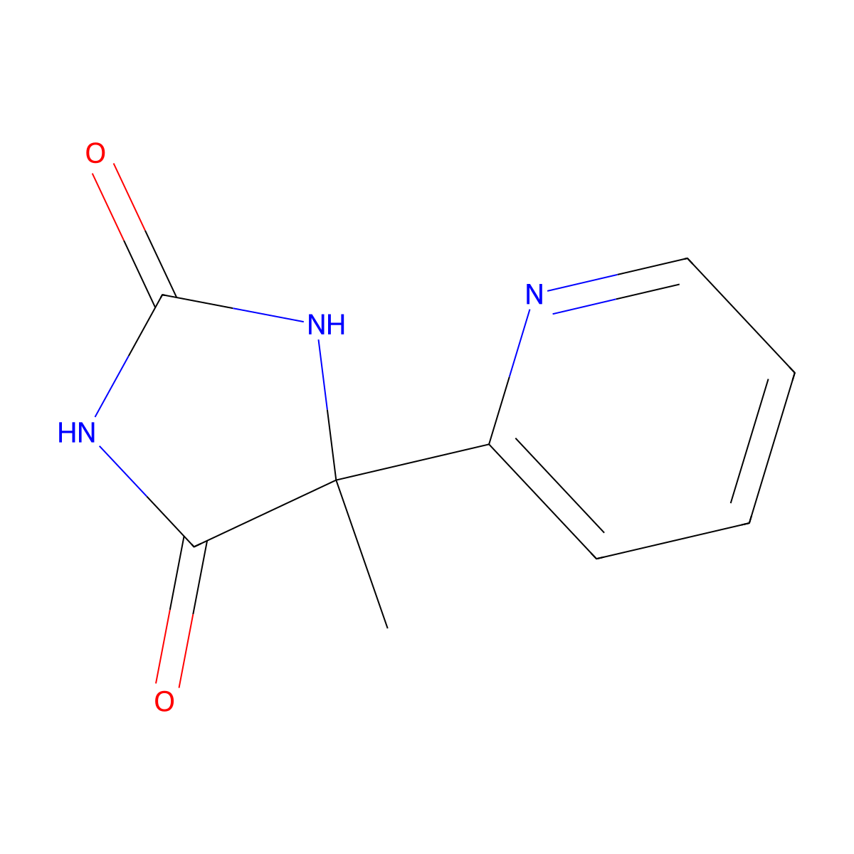 5-Methyl-5-(2-pyridinyl)-2,4-imidazolidinedione molecular structure, CAS 858206-60-7