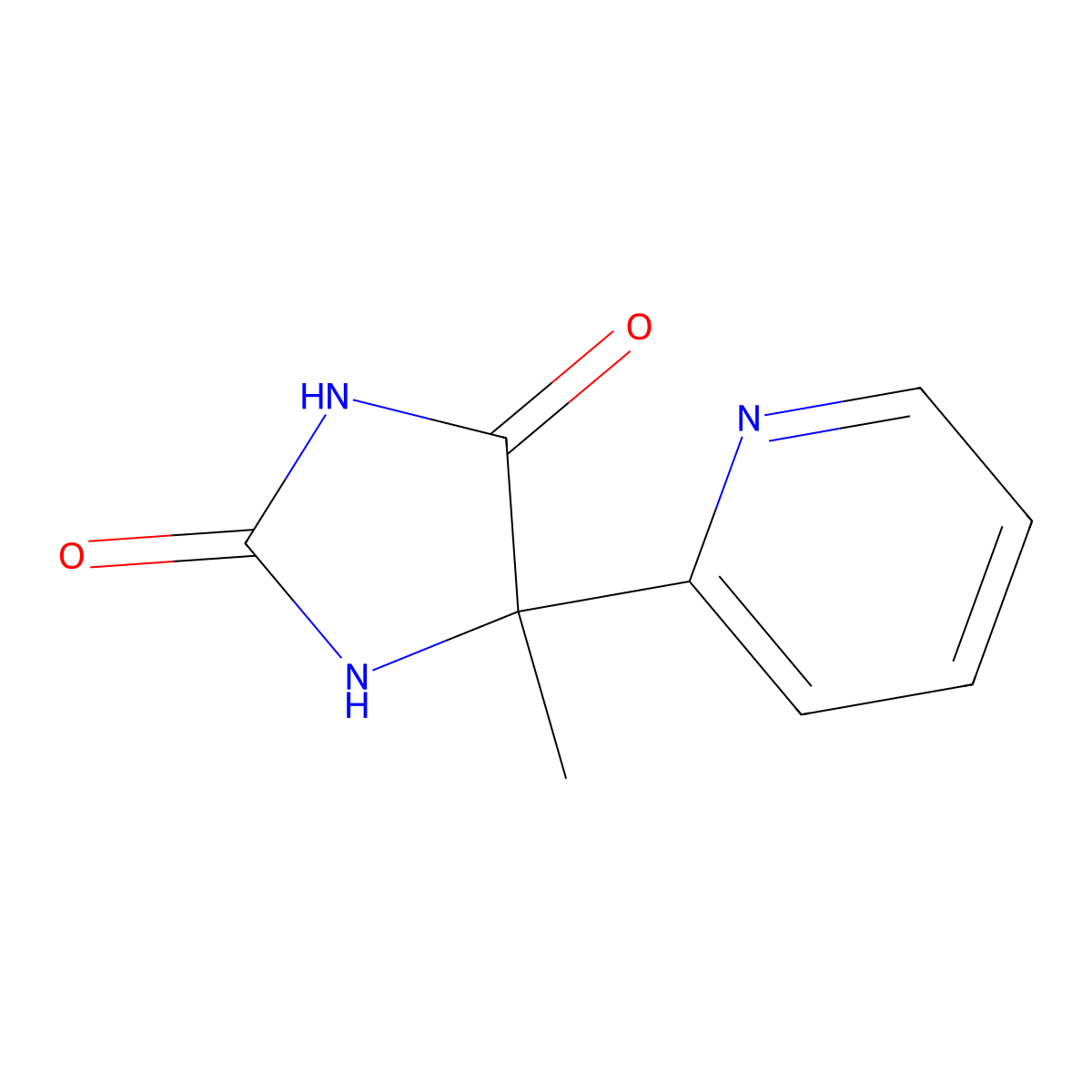 5-Methyl-5-(2-pyridinyl)-2,4-imidazolidinedione molecular structure, CAS 858206-60-7