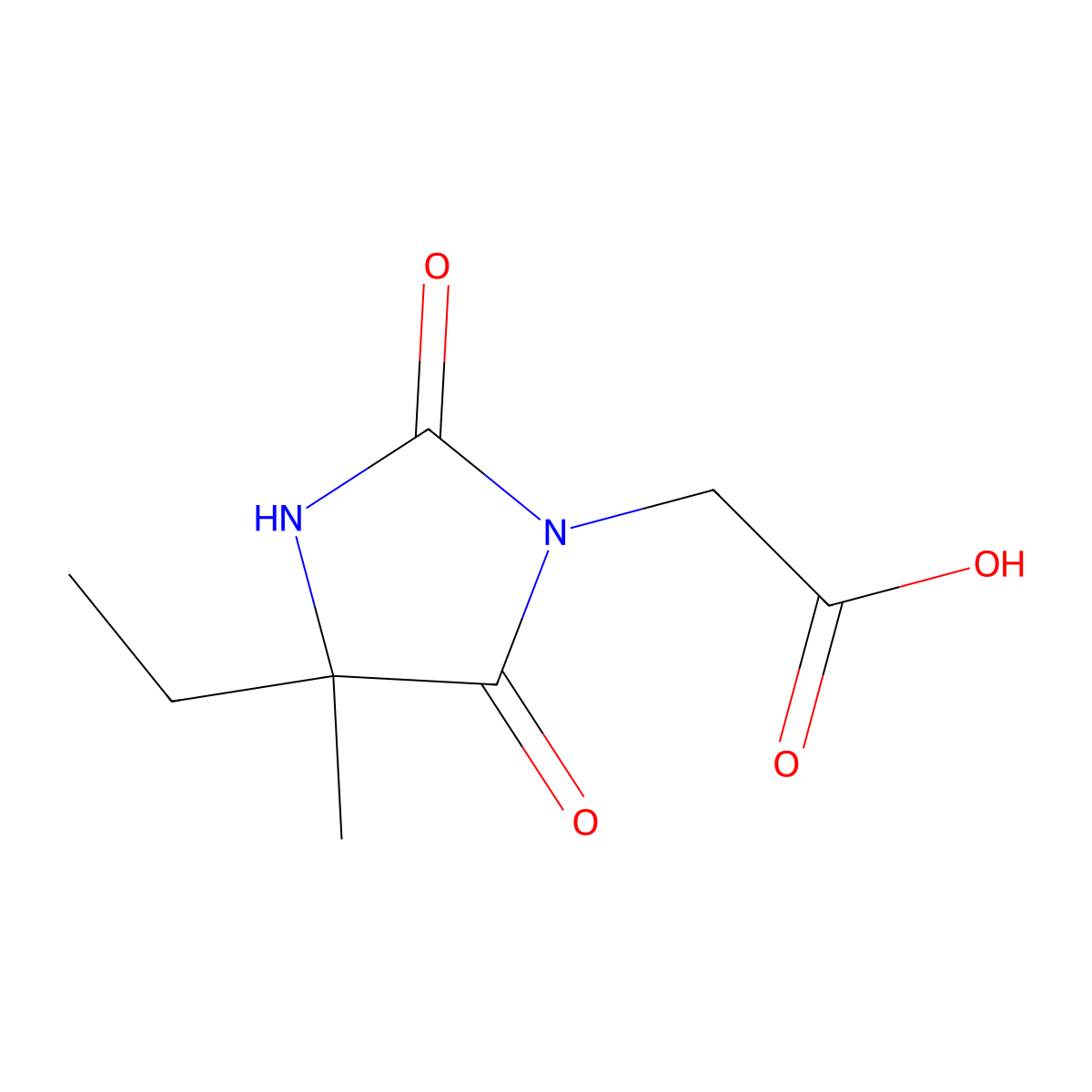 (4-Ethyl-4-methyl-2,5-dioxo-imidazolidin-1-yl)-acetic acid molecular structure, CAS 858207-10-0