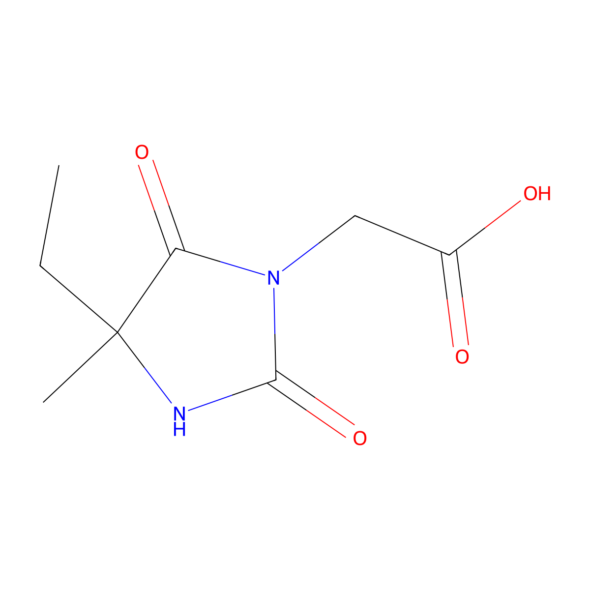 (4-Ethyl-4-methyl-2,5-dioxo-imidazolidin-1-yl)-acetic acid molecular structure, CAS 858207-10-0