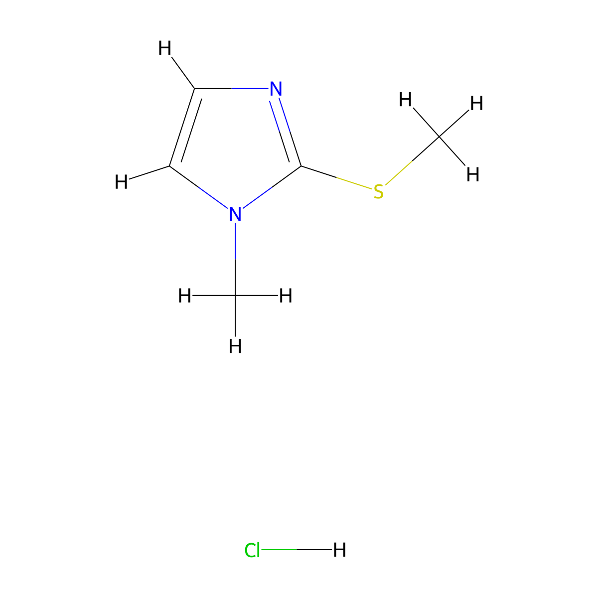 1-methyl-2-(methylsulfanyl)-1H-imidazole hydrochloride molecular structure, CAS 858220-92-5