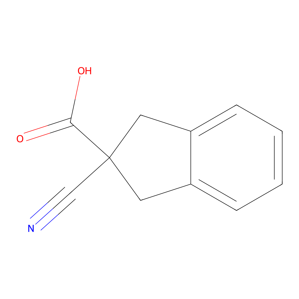 2-Cyano-1,3-dihydroindene-2-carboxylic acid molecular structure, CAS 858226-43-4