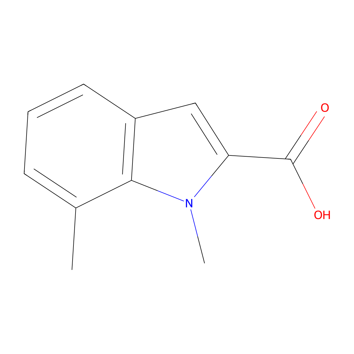 1,7-Dimethyl-1H-indole-2-carboxylic acid molecular structure, CAS 858233-18-8