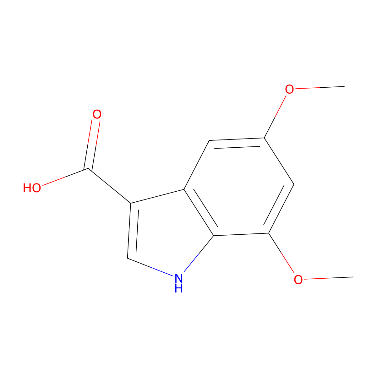 5,7-dimethoxy-1H-indole-3-carboxylic acid molecular structure, CAS 858233-93-9