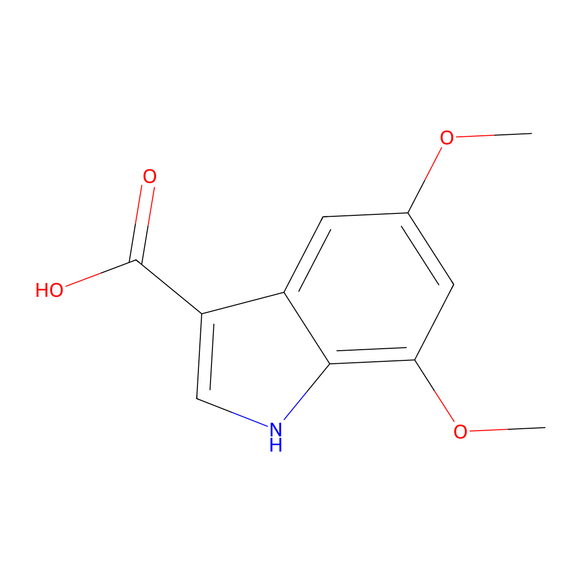 5,7-dimethoxy-1H-indole-3-carboxylic acid molecular structure, CAS 858233-93-9