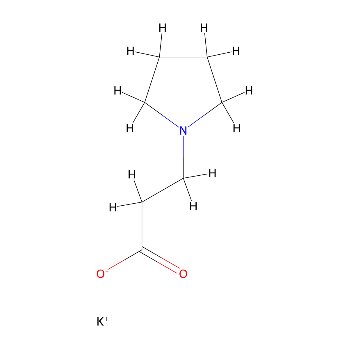 Potassium 3-(pyrrolidin-1-yl)propanoate molecular structure, CAS 858234-31-8