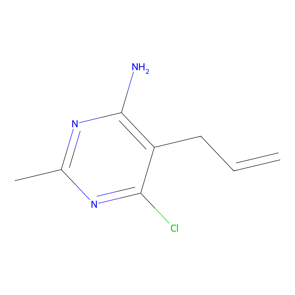 6-Chloro-2-methyl-5-(prop-2-en-1-yl)pyrimidin-4(3H)-imine molecular structure, CAS 85826-34-2