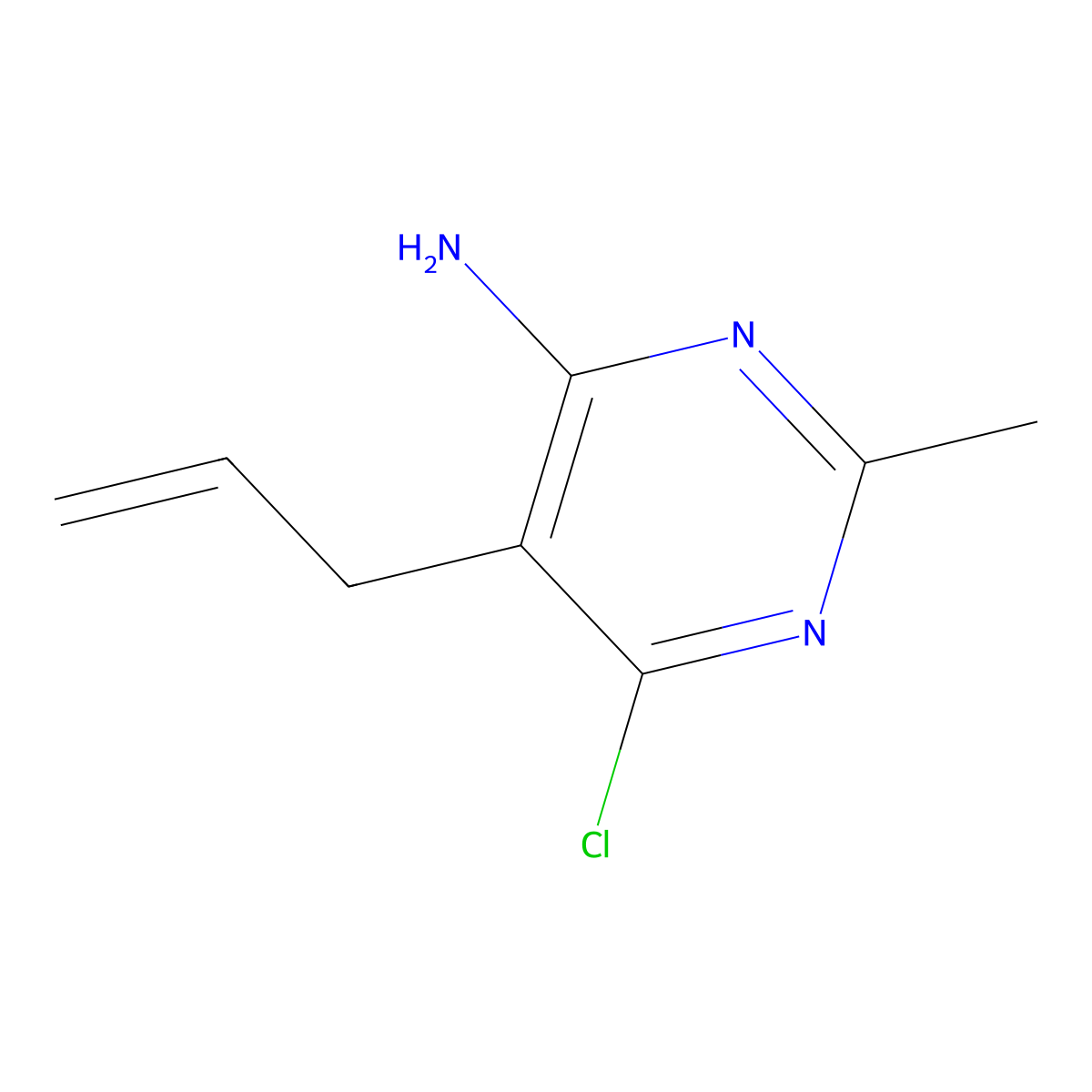 6-Chloro-2-methyl-5-(prop-2-en-1-yl)pyrimidin-4(3H)-imine molecular structure, CAS 85826-34-2
