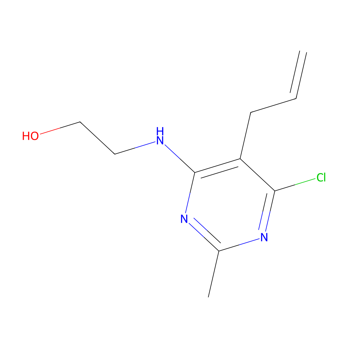 Ethanol, 2-((6-chloro-2-methyl-5-(2-propenyl)-4-pyrimidinyl)amino)- molecular structure, CAS 85826-36-4