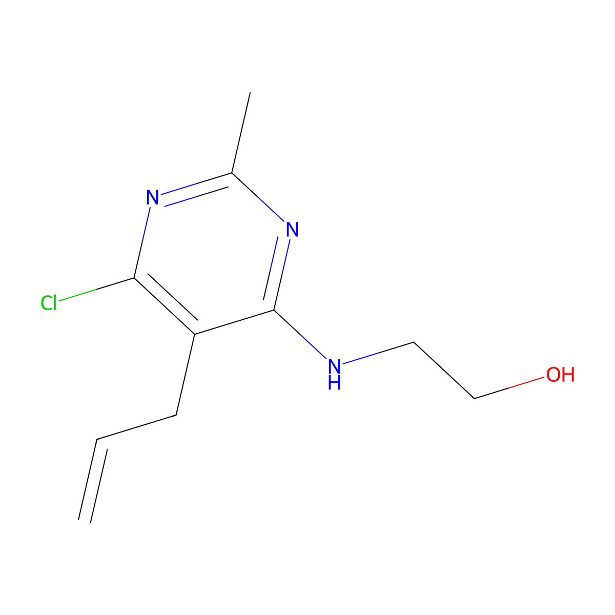 Ethanol, 2-((6-chloro-2-methyl-5-(2-propenyl)-4-pyrimidinyl)amino)- molecular structure, CAS 85826-36-4