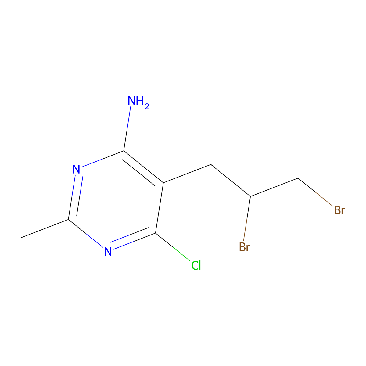 4-Pyrimidinamine, 6-chloro-5-(2,3-dibromopropyl)-2-methyl- molecular structure, CAS 85826-38-6