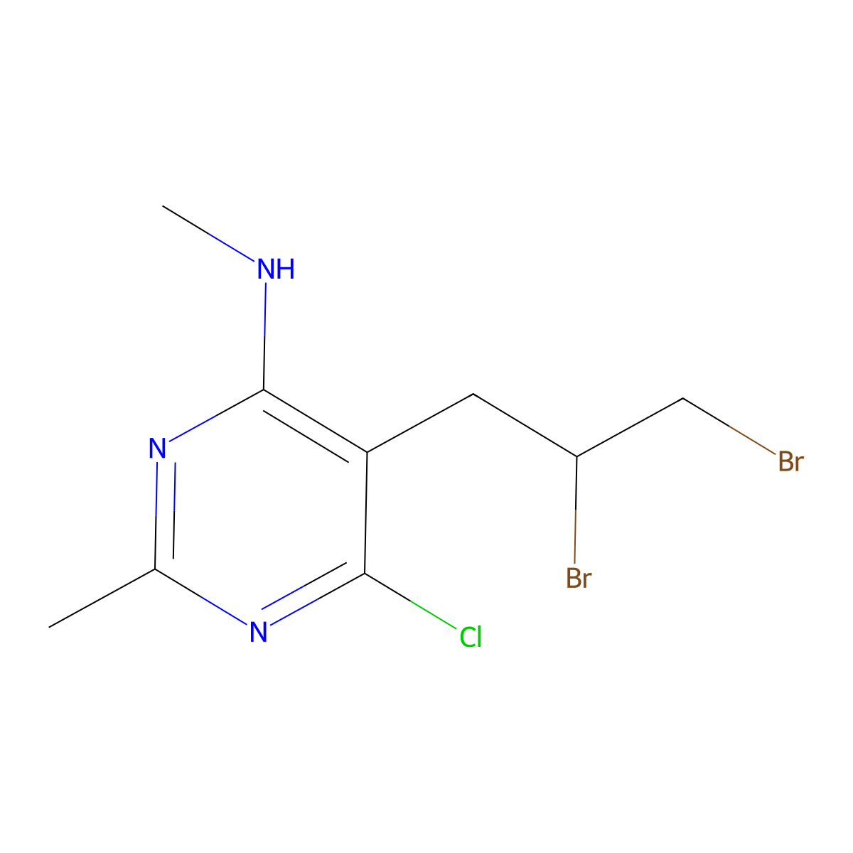 6-Chloro-5-(2,3-dibromopropyl)-N,2-dimethylpyrimidin-4(3H)-imine molecular structure, CAS 85826-39-7
