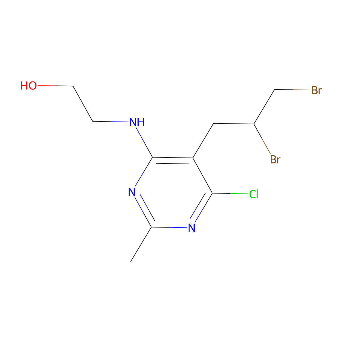 Ethanol, 2-((6-chloro-5-(2,3-dibromopropyl)-2-methyl-4-pyrimidinyl)amino)- molecular structure, CAS 85826-40-0