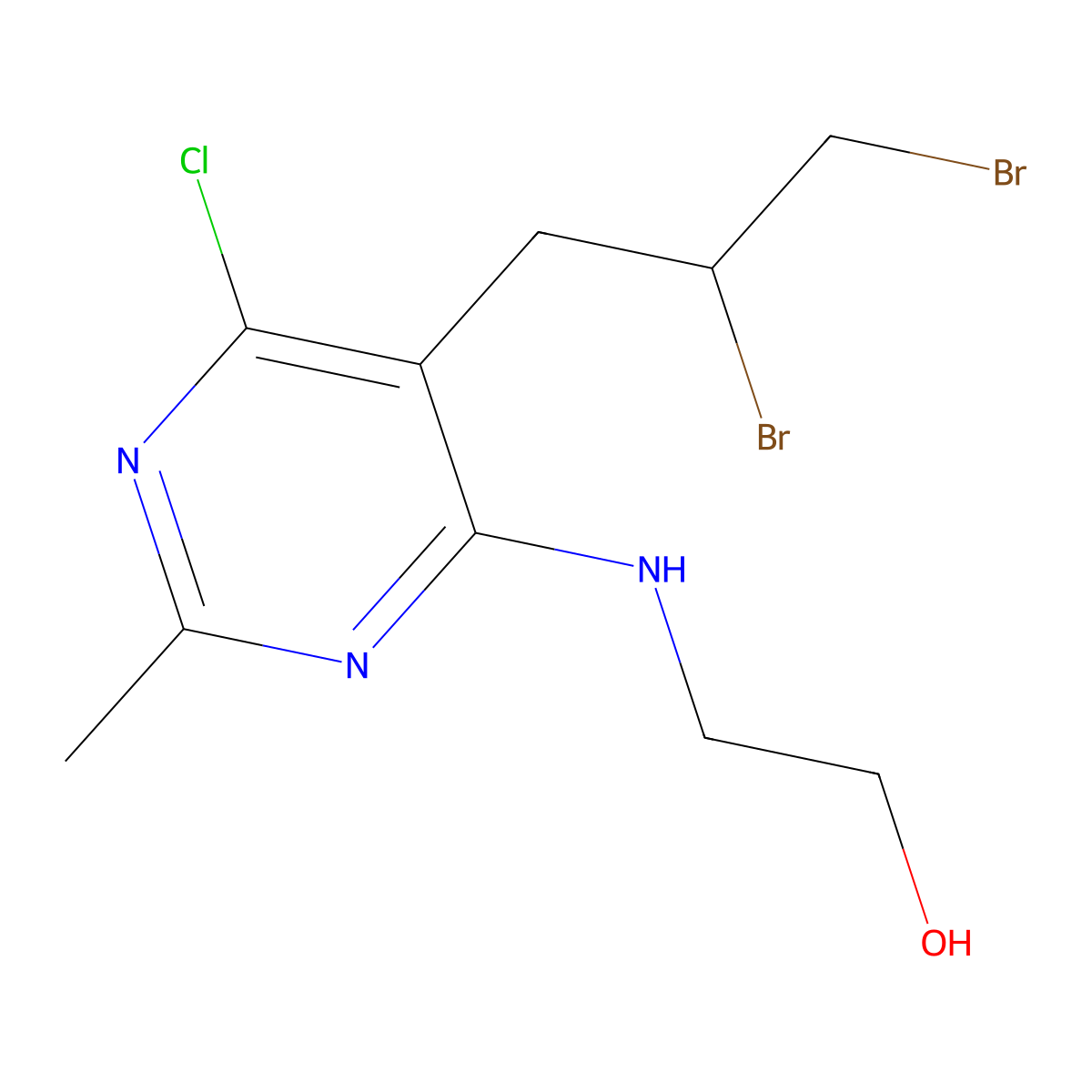 Ethanol, 2-((6-chloro-5-(2,3-dibromopropyl)-2-methyl-4-pyrimidinyl)amino)- molecular structure, CAS 85826-40-0