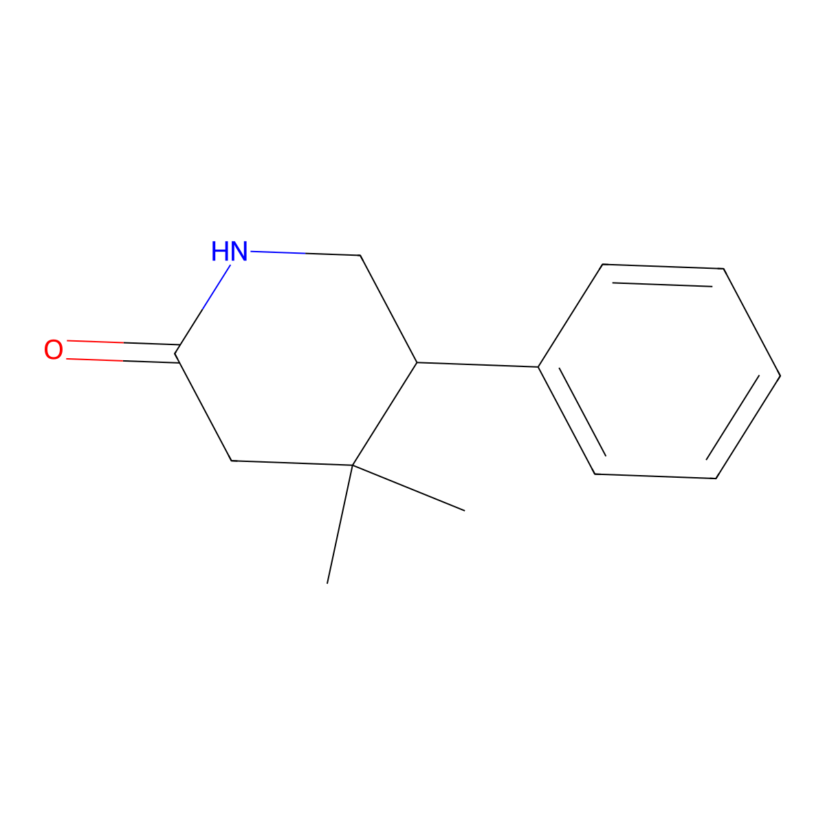 4,4-Dimethyl-5-phenylpiperidin-2-one molecular structure, CAS 858263-35-1