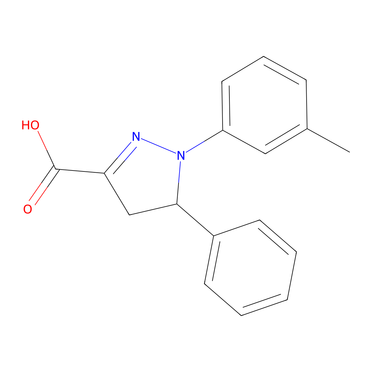 1-(3-Methylphenyl)-5-phenyl-4,5-dihydro-1H-pyrazole-3-carboxylic acid molecular structure, CAS 858265-47-1