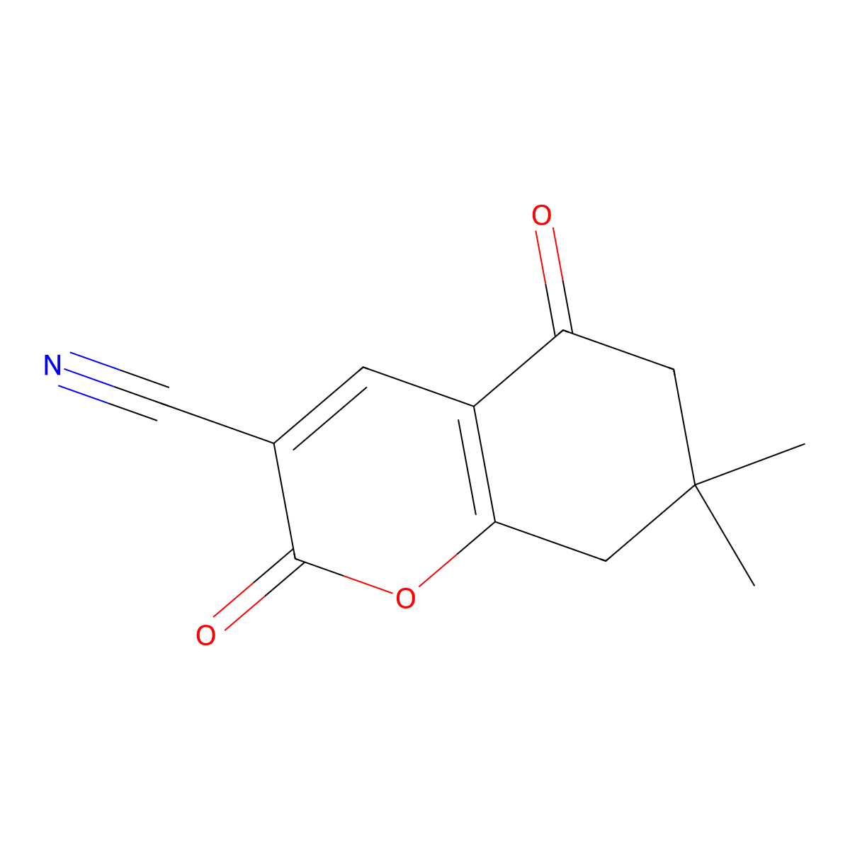7,7-dimethyl-2,5-dioxo-5,6,7,8-tetrahydro-2H-chromene-3-carbonitrile molecular structure, CAS 85831-04-5