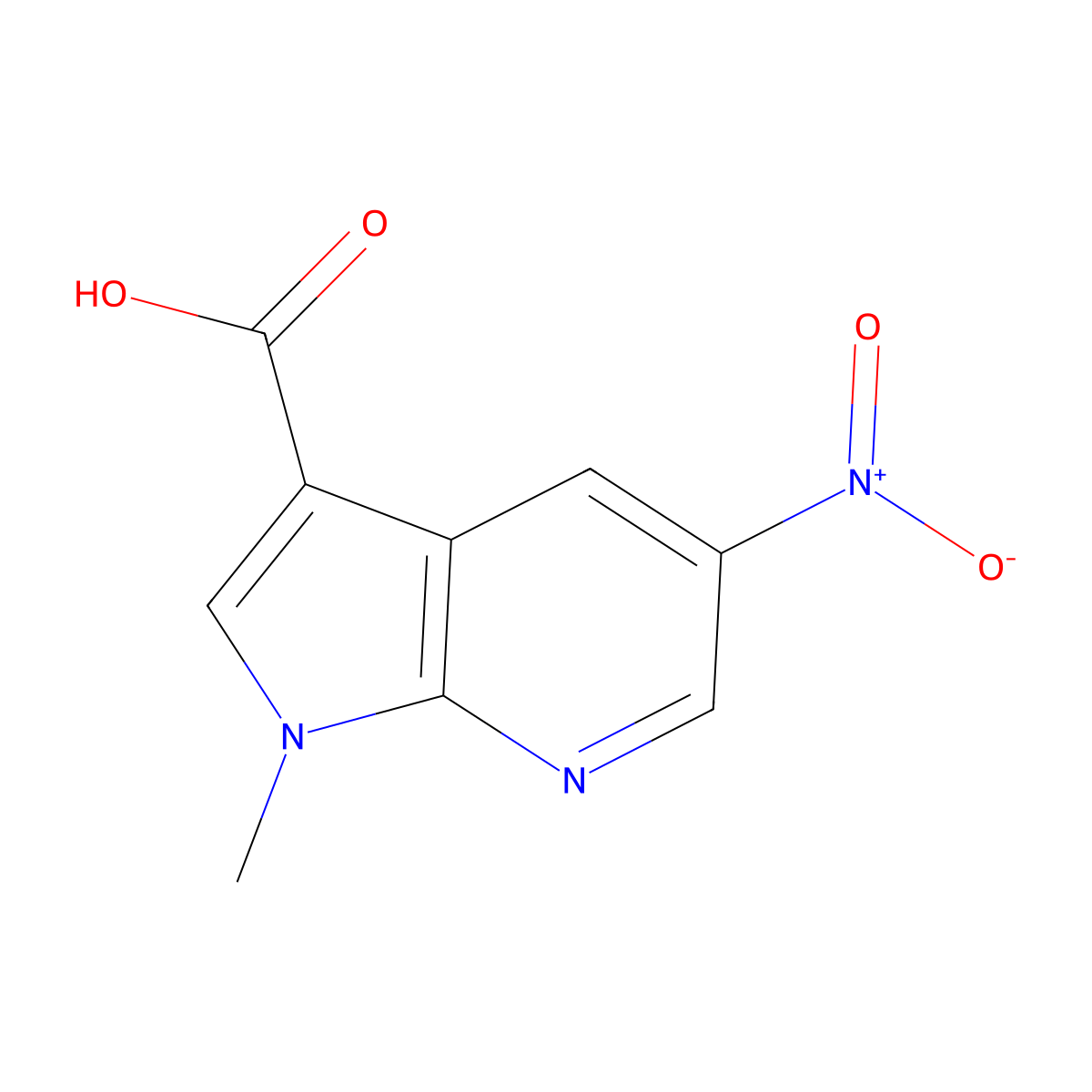 1-Methyl-5-nitro-1H-pyrrolo[2,3-B]pyridine-3-carboxylic acid molecular structure, CAS 858340-95-1