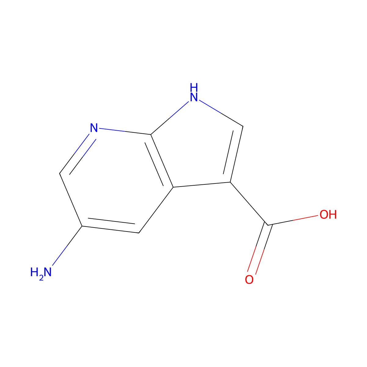 5-amino-1H-pyrrolo[2,3-b]pyridine-3-carboxylic acid molecular structure, CAS 858340-99-5