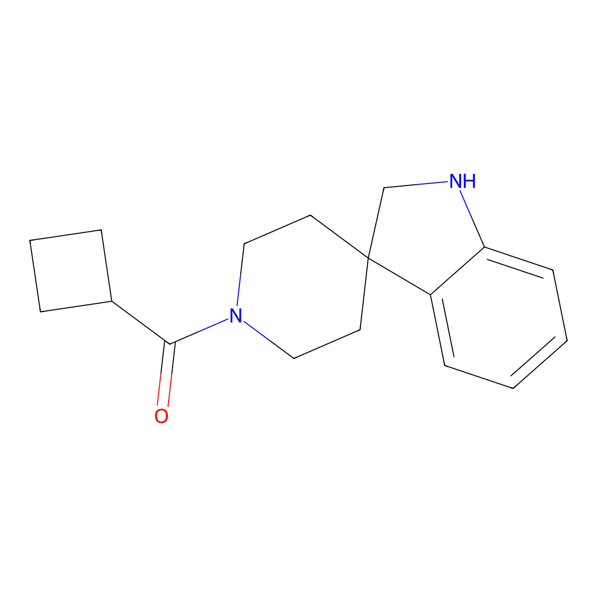 Cyclobutyl(spiro[indoline-3,4'-piperidin]-1'-yl)methanone molecular structure, CAS 858347-69-0
