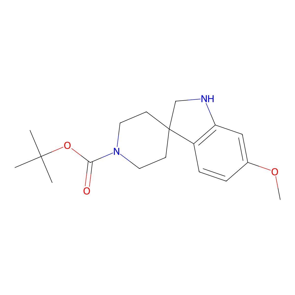 tert-Butyl 6-methoxyspiro[indoline-3,4'-piperidine]-1'-carboxylate molecular structure, CAS 858351-41-4