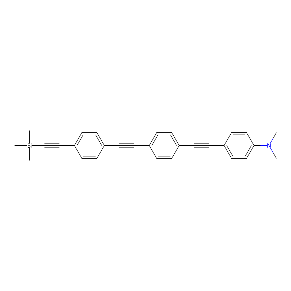 N,N-Dimethyl-4-((4-((4-((trimethylsilyl)ethynyl)phenyl)ethynyl)phenyl)ethynyl)aniline molecular structure, CAS 858363-73-2