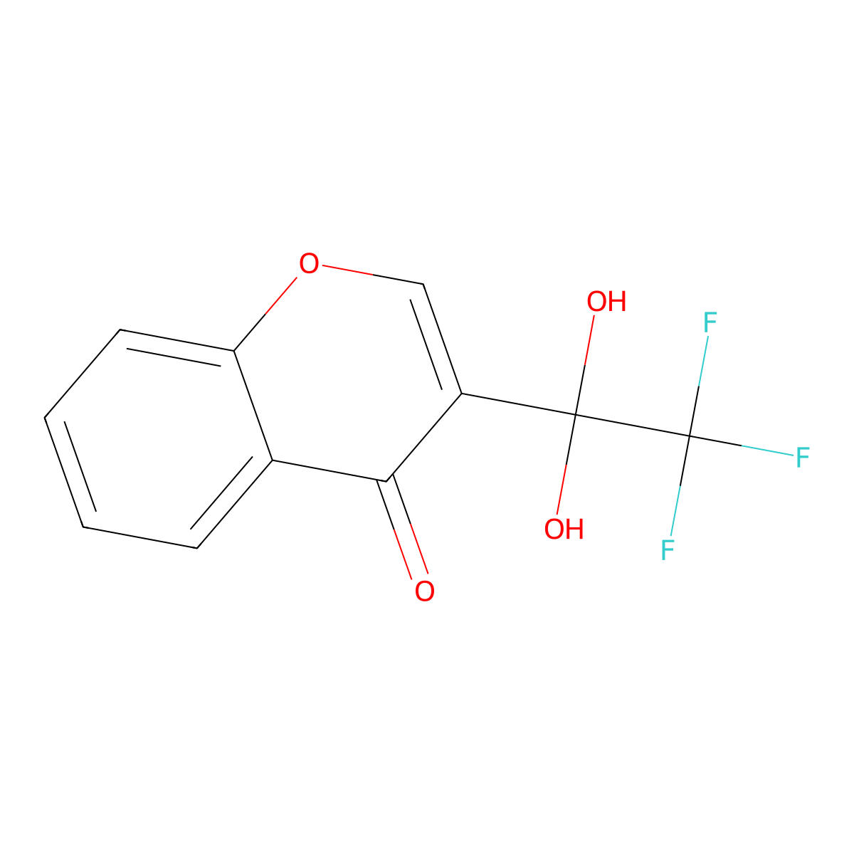 3-(2,2,2-trifluoro-1,1-dihydroxyethyl)-4H-chromen-4-one molecular structure, CAS 858369-47-8
