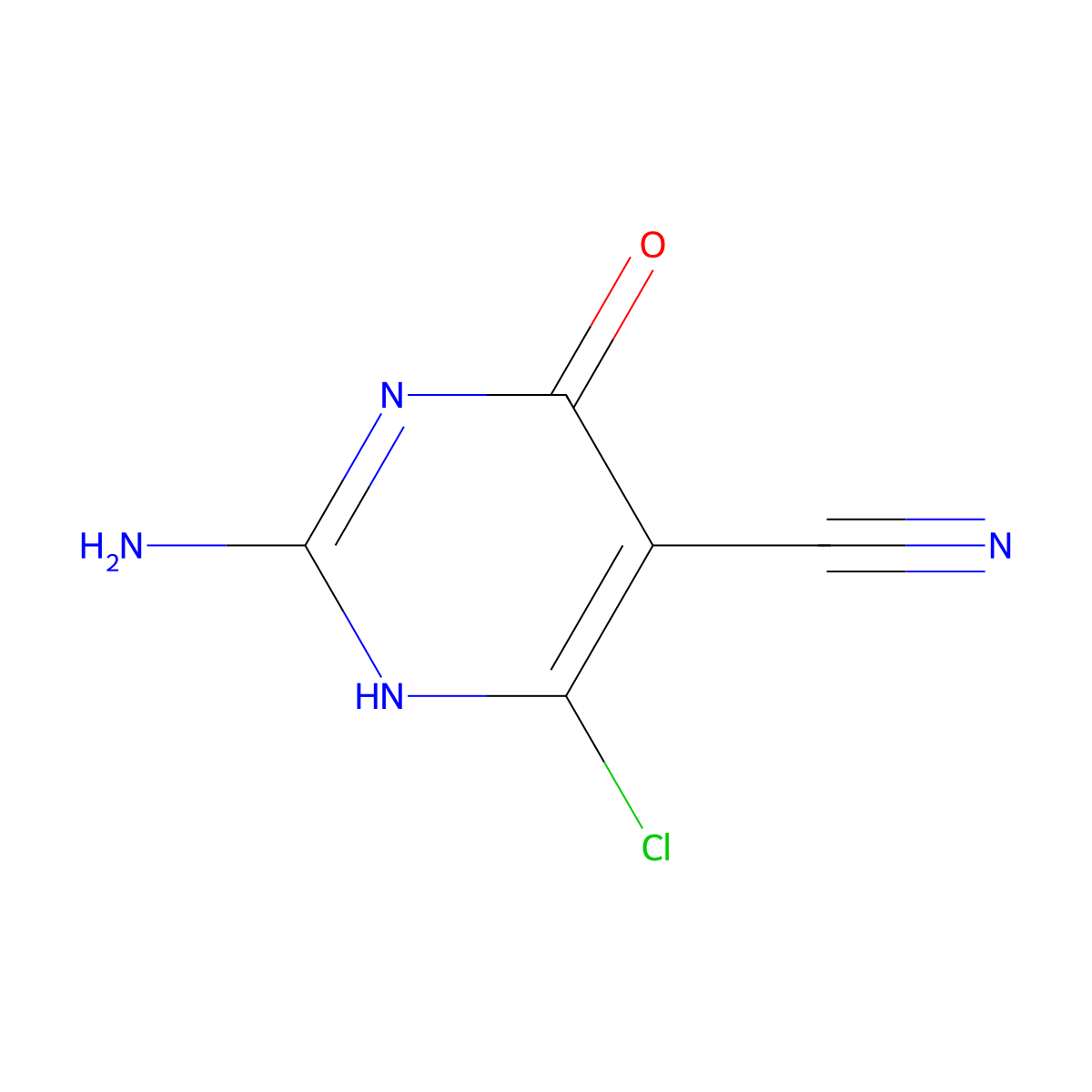 2-amino-6-chloro-4-oxo-1H-pyrimidine-5-carbonitrile molecular structure, CAS 85840-23-9